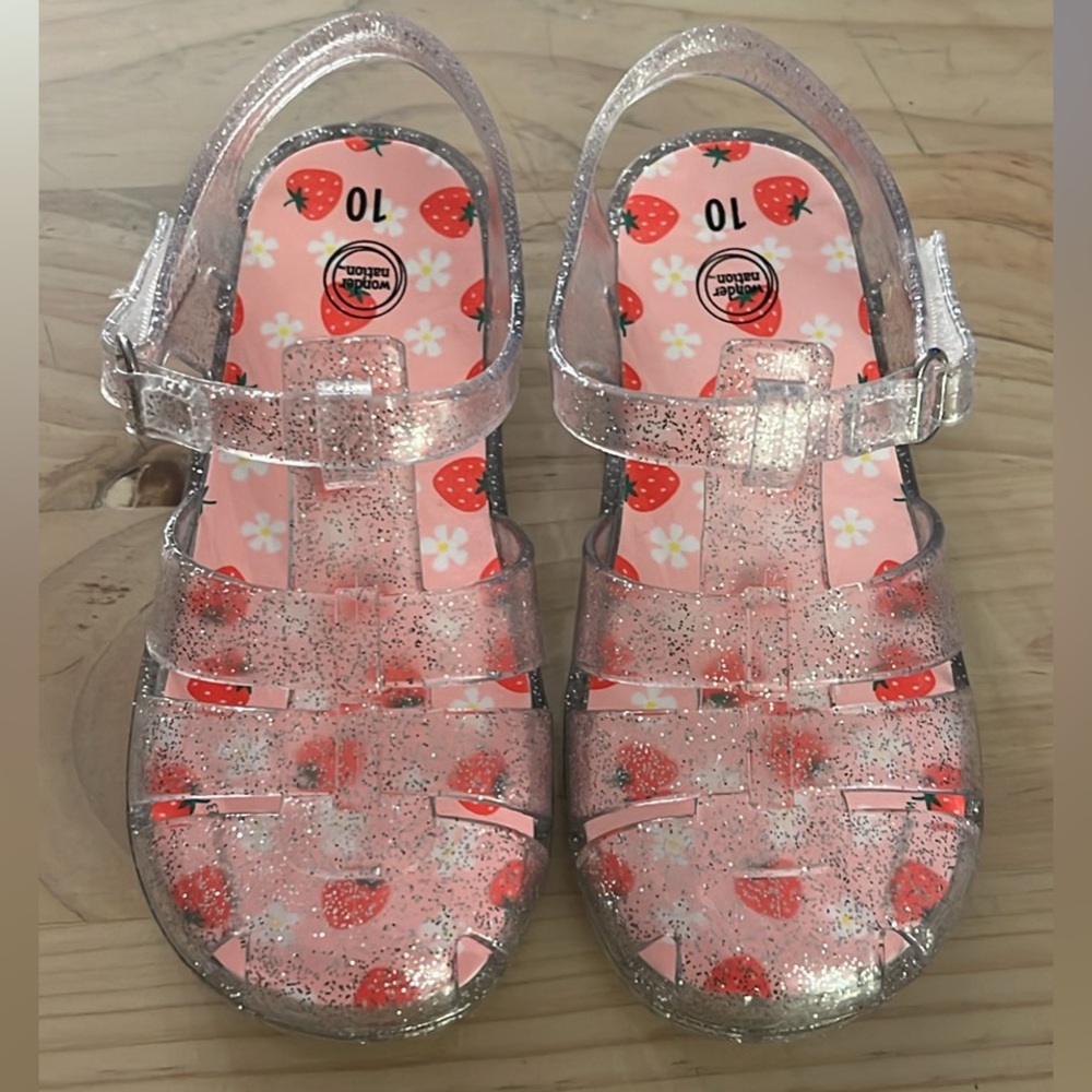 Clear sparkly gellie sandals - girls 10